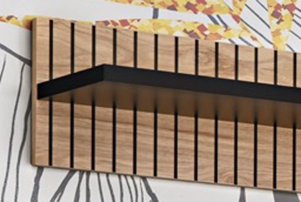Wandboard Lines in Hickory Eiche und schwarz Wandregal mit Streifenoptik 160 cm