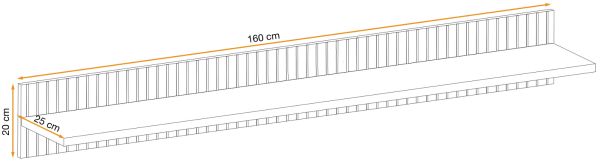Wandboard Lines in Hickory Eiche und schwarz Wandregal mit Streifenoptik 160 cm