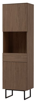 Vitrine Breda in Nussbaum Vitrinenschrank 58 x 200 cm, mit Push-to-Open