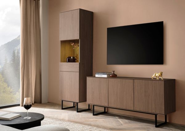 TV-Lowboard Breda in Nussbaum 150 x 70 cm, mit Push-to-Open und Komforth�he