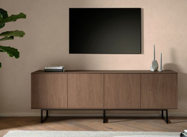 TV-Lowboard Breda in Nussbaum 200 x 70 cm, mit Push-to-Open und Komforth�he