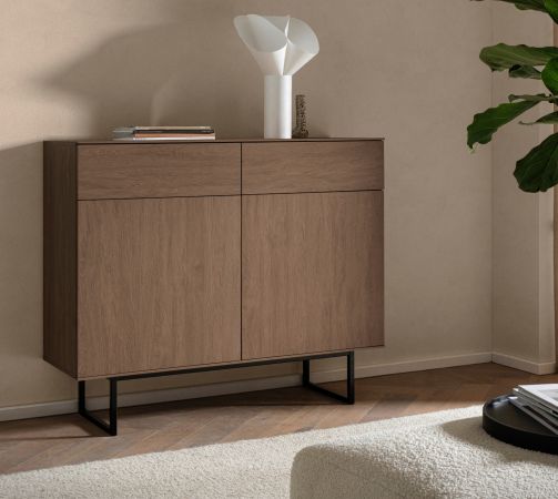 Sideboard Breda in Nussbaum Kommode 115 x 98 cm, mit Push-to-Open