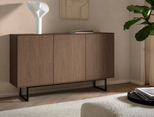 Sideboard Breda in Nussbaum Kommode 150 x 90 cm, mit Push-to-Open