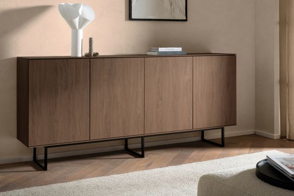 Sideboard Breda in Nussbaum Kommode 200 x 90 cm, mit Push-to-Open