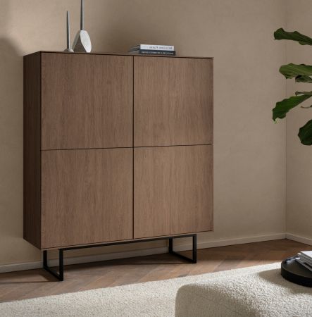 Highboard Breda in Nussbaum Kommode 115 x 137 cm, mit Push-to-Open