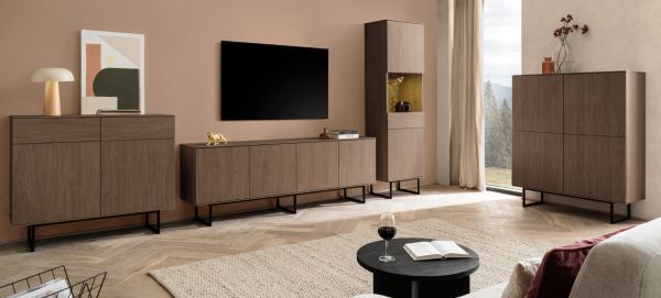 Highboard Breda in Nussbaum Kommode 115 x 137 cm, mit Push-to-Open