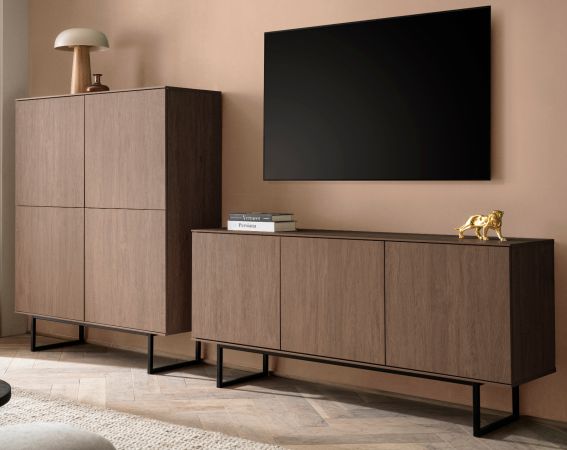Wohnwand Breda in Nussbaum Wohnkombination 2-teilig 280 cm, mit Push-to-Open