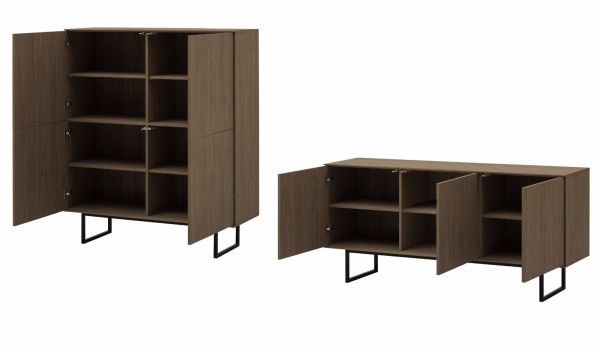 Wohnwand Breda in Nussbaum Wohnkombination 2-teilig 280 cm, mit Push-to-Open