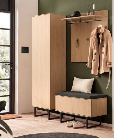 Garderobenschrank Breda in Stone Eiche Garderobe oder gro�er Schuhschrank 58 x 200 cm, mit Push-to-Open