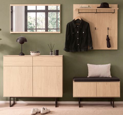 Garderobe Set 5-teilig Breda in Stone Eiche Garderobenkombination 215 cm