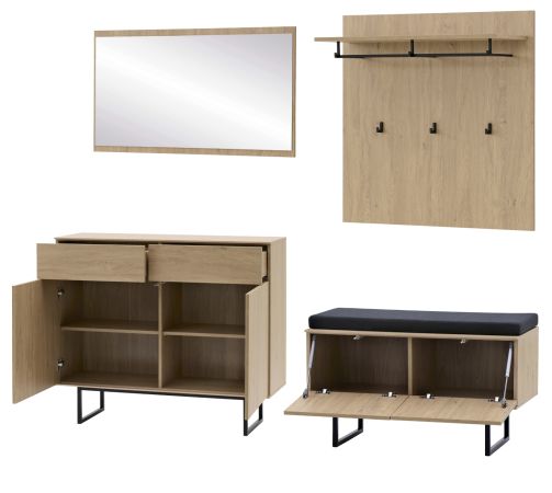 Garderobe Set 5-teilig Breda in Stone Eiche Garderobenkombination 215 cm