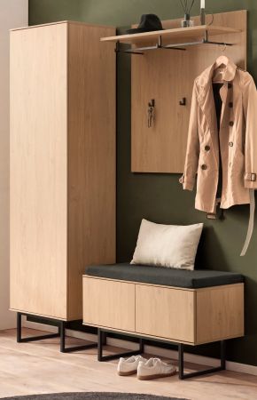 Garderobe Set 4-teilig Breda in Stone Eiche Garderobenkombination 158 x 200 cm
