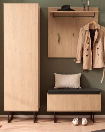 Garderobe Set 4-teilig Breda in Stone Eiche Garderobenkombination 158 x 200 cm