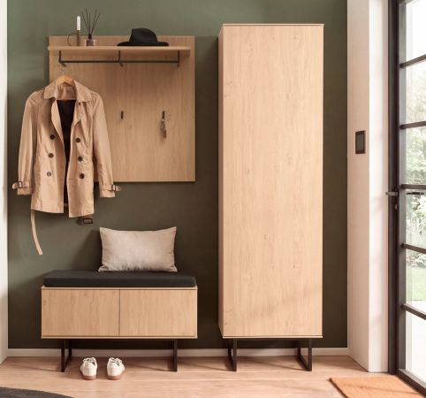 Garderobe Set 4-teilig Breda in Stone Eiche Garderobenkombination 158 x 200 cm