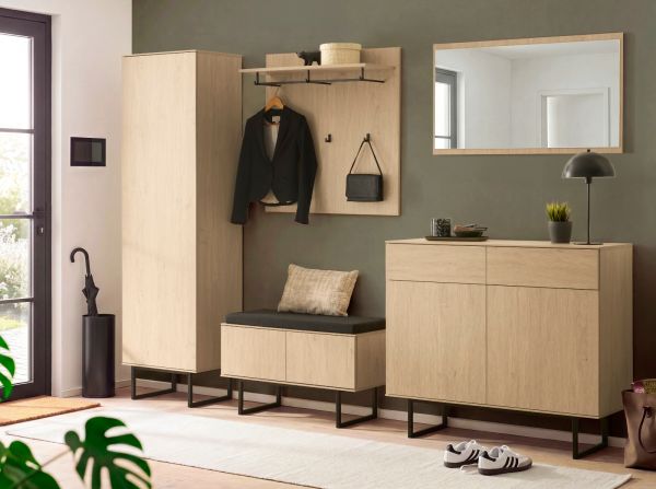 Garderobe Set 4-teilig Breda in Stone Eiche Garderobenkombination 158 x 200 cm