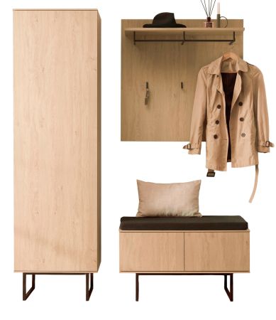 Garderobe Set 4-teilig Breda in Stone Eiche Garderobenkombination 158 x 200 cm