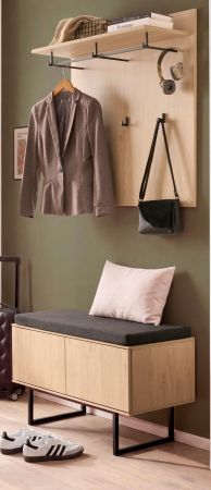 Garderobe Set 3-teilig Breda in Stone Eiche Garderobenkombination 90 x 200 cm