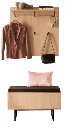 Garderobe Set 3-teilig Breda in Stone Eiche Garderobenkombination 90 x 200 cm