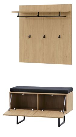 Garderobe Set 3-teilig Breda in Stone Eiche Garderobenkombination 90 x 200 cm
