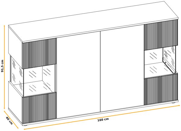 Sideboard Cathlyn in Eiche und Kaschmir, Kommode inkl. LED, 160 x 92 cm