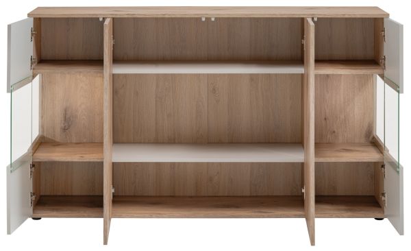 Sideboard Cathlyn in Eiche und Kaschmir, Kommode inkl. LED, 160 x 92 cm