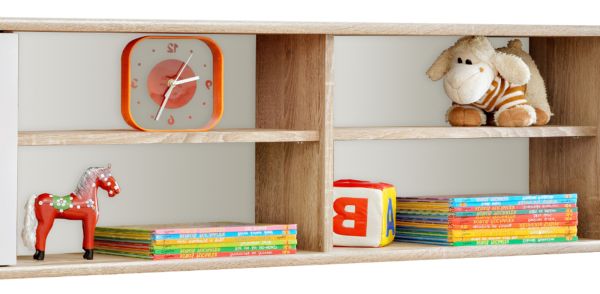 H�ngeregal Superior in wei� und Sonoma Eiche Kinder-/Jugendzimmer Wandregal 204 x 39 cm