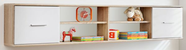 H�ngeregal Superior in wei� und Sonoma Eiche Kinder-/Jugendzimmer Wandregal 204 x 39 cm