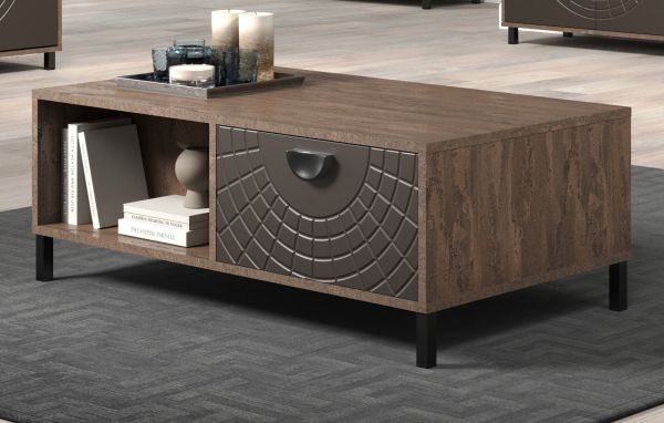 Couchtisch Oriana in Bronze und Rostoptik Beistelltisch 110 cm, Soft-Close