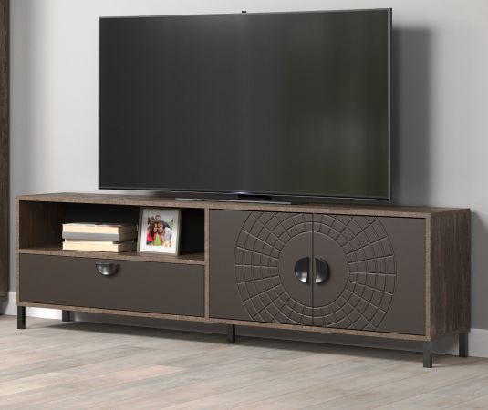 TV-Lowboard Oriana in Bronze und Rostoptik TV Unterteil 183 cm, Soft-Close