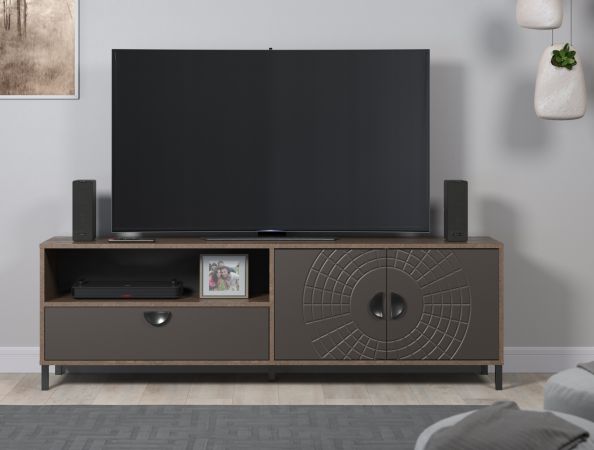 TV-Lowboard Oriana in Bronze und Rostoptik TV Unterteil 183 cm, Soft-Close