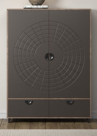 Highboard Oriana in Bronze und Rostoptik Kommode 120 x 163 cm, Soft-Close