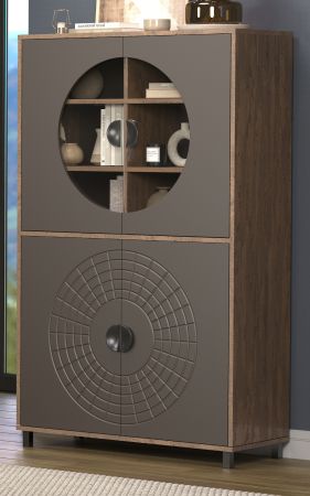 Vitrine Oriana in Bronze und Rostoptik Highboard 97 x 163 cm, Soft-Close