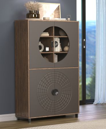 Vitrine Oriana in Bronze und Rostoptik Highboard 97 x 163 cm, Soft-Close