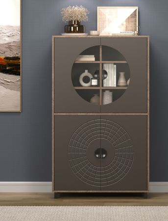 Vitrine Oriana in Bronze und Rostoptik Highboard 97 x 163 cm, Soft-Close