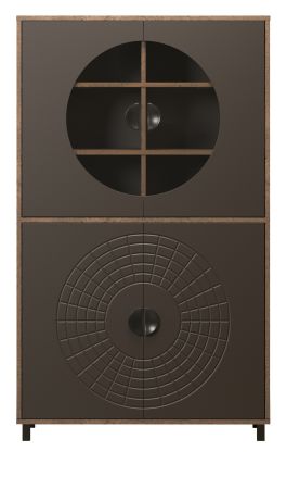 Vitrine Oriana in Bronze und Rostoptik Highboard 97 x 163 cm, Soft-Close