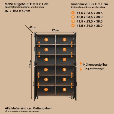 Vitrine Oriana in Bronze und Rostoptik Highboard 97 x 163 cm, Soft-Close