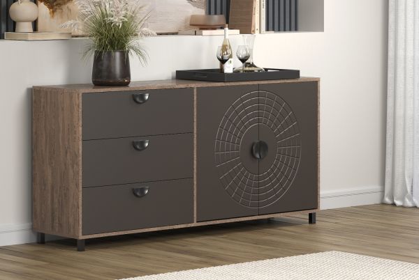 Sideboard Oriana in Bronze und Rostoptik Kommode 176 cm, Soft-Close
