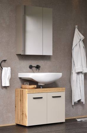 Waschbeckenunterschrank Celeste in Kaschmir und Evoke Eiche Badezimmer Unterschrank 72 cm