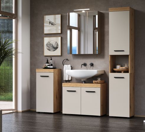 Waschbeckenunterschrank Celeste in Kaschmir und Evoke Eiche Badezimmer Unterschrank 72 cm