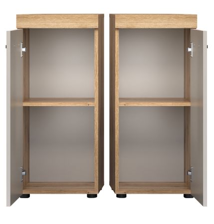 Badezimmer Kommode Celeste in Kaschmir und Evoke Eiche Badschrank 36 x 81 cm