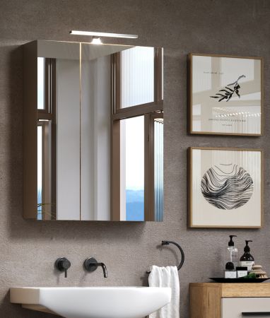 Badezimmer Spiegelschrank Celeste in Kaschmir Badschrank 2-t�rig 60 x 77 cm