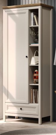 Garderobenschrank Cozy in Kaschmir und Stein Eiche Landhaus Garderobe 80 x 200 cm, Soft-Close