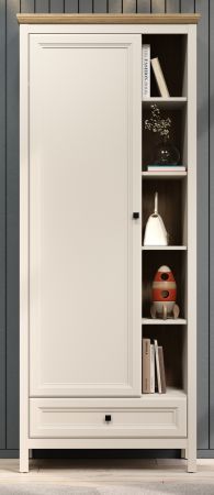 Garderobenschrank Cozy in Kaschmir und Stein Eiche Landhaus Garderobe 80 x 200 cm, Soft-Close