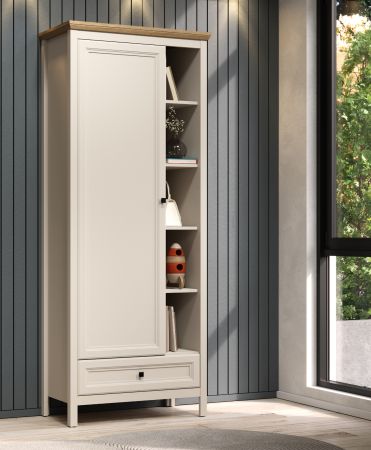 Garderobenschrank Cozy in Kaschmir und Stein Eiche Landhaus Garderobe 80 x 200 cm, Soft-Close