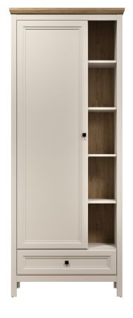 Garderobenschrank Cozy in Kaschmir und Stein Eiche Landhaus Garderobe 80 x 200 cm, Soft-Close