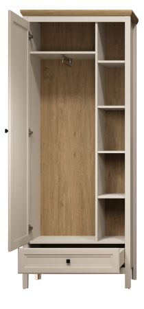 Garderobenschrank Cozy in Kaschmir und Stein Eiche Landhaus Garderobe 80 x 200 cm, Soft-Close