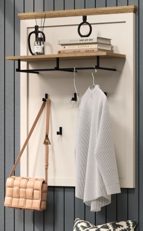 Garderobenpaneel Cozy in Kaschmir und Stein Eiche Landhaus Wandgarderobe 76 x 100 cm