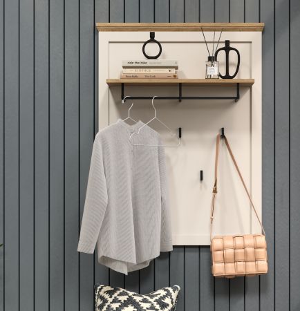 Garderobenpaneel Cozy in Kaschmir und Stein Eiche Landhaus Wandgarderobe 76 x 100 cm