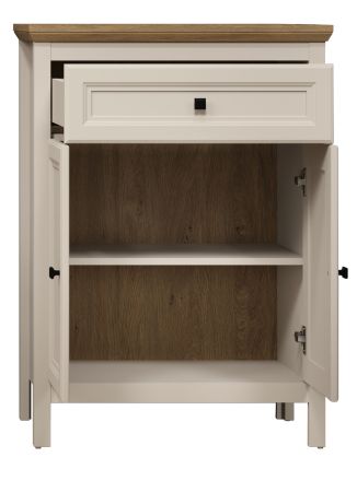 Flurkommode Cozy in Kaschmir und Stein Eiche Landhaus Schuhschrank 70 x 98 cm, Soft-Close