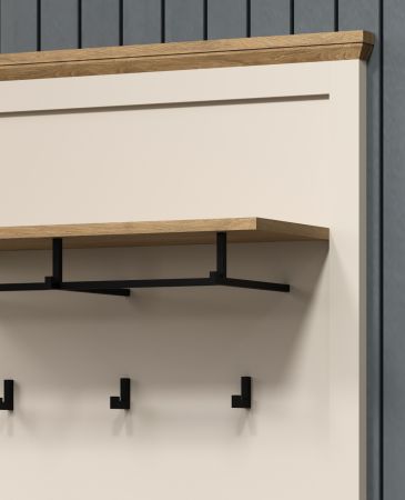 Garderobe Set 5-teilig Cozy in Kaschmir und Stein Eiche Landhaus Garderobenkombination 256 cm, Soft-Close